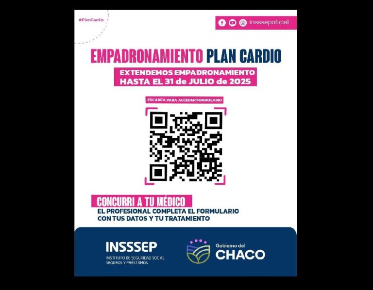Insssep recuerda que se extendió hasta fin de mes el empadronamiento del Plan Cardiovascular