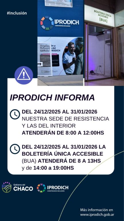 Iprodich informa horarios de atención durante el receso administrativo