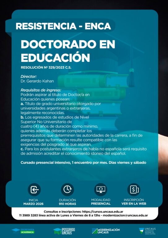 La UNCAUS comenzó con las inscripciones para el Doctorado en Educación